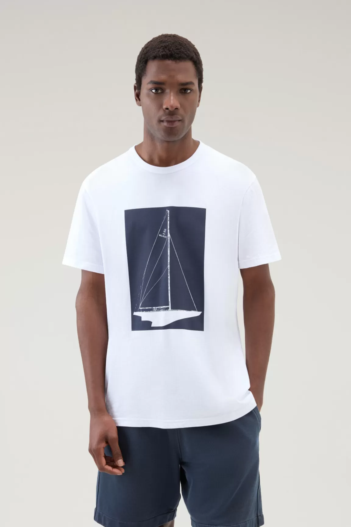 Woolrich Zuiver Katoenen T-shirt Met Nautische Print Bright White Clearance