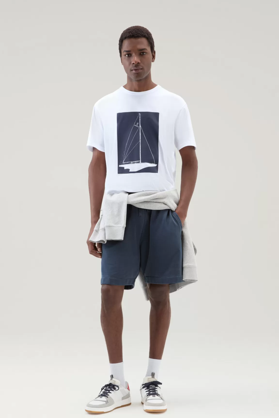 Woolrich Zuiver Katoenen T-shirt Met Nautische Print Bright White Clearance