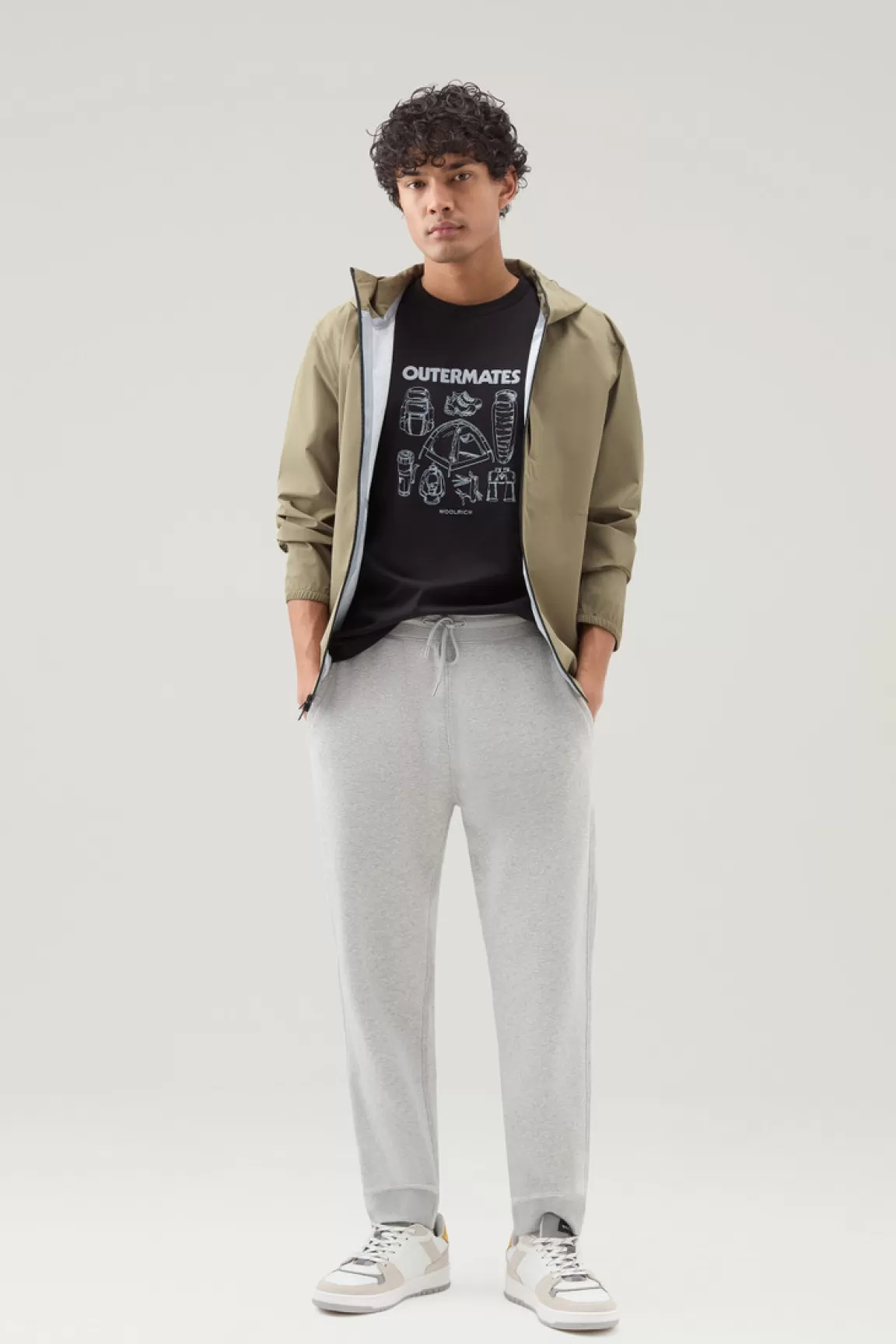 Woolrich Zuiver Katoenen T-shirt Met Outermates-print Black Flash Sale
