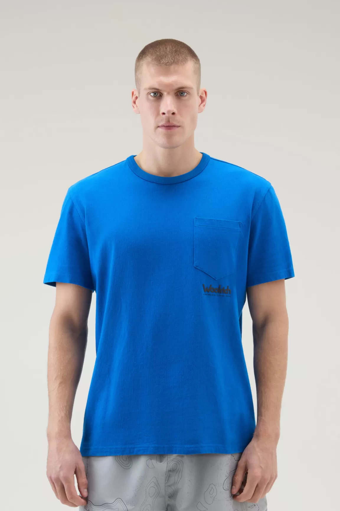 Woolrich Zuiver Katoenen T-shirt Met Trail-print Snorkel Blue Hot