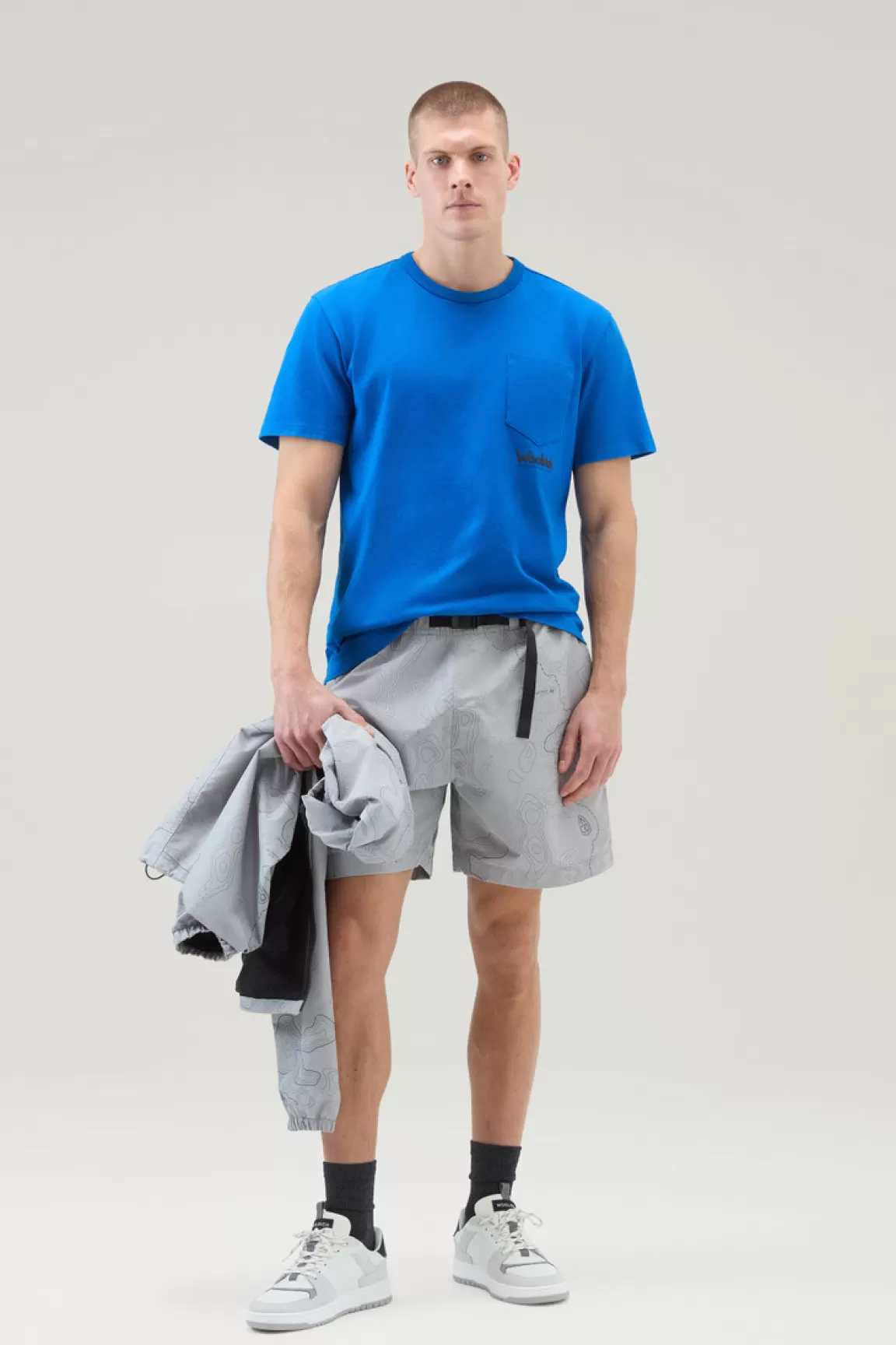 Woolrich Zuiver Katoenen T-shirt Met Trail-print Snorkel Blue Hot