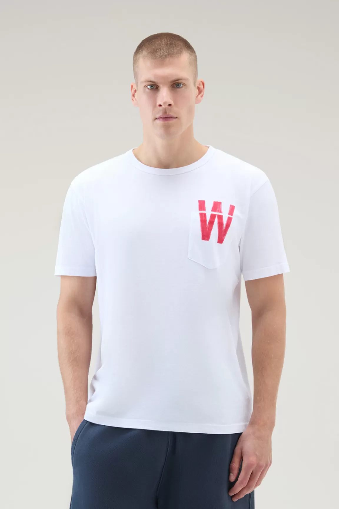 Woolrich Zuiver Katoenen T-shirt Met Zak Bright White Best Sale
