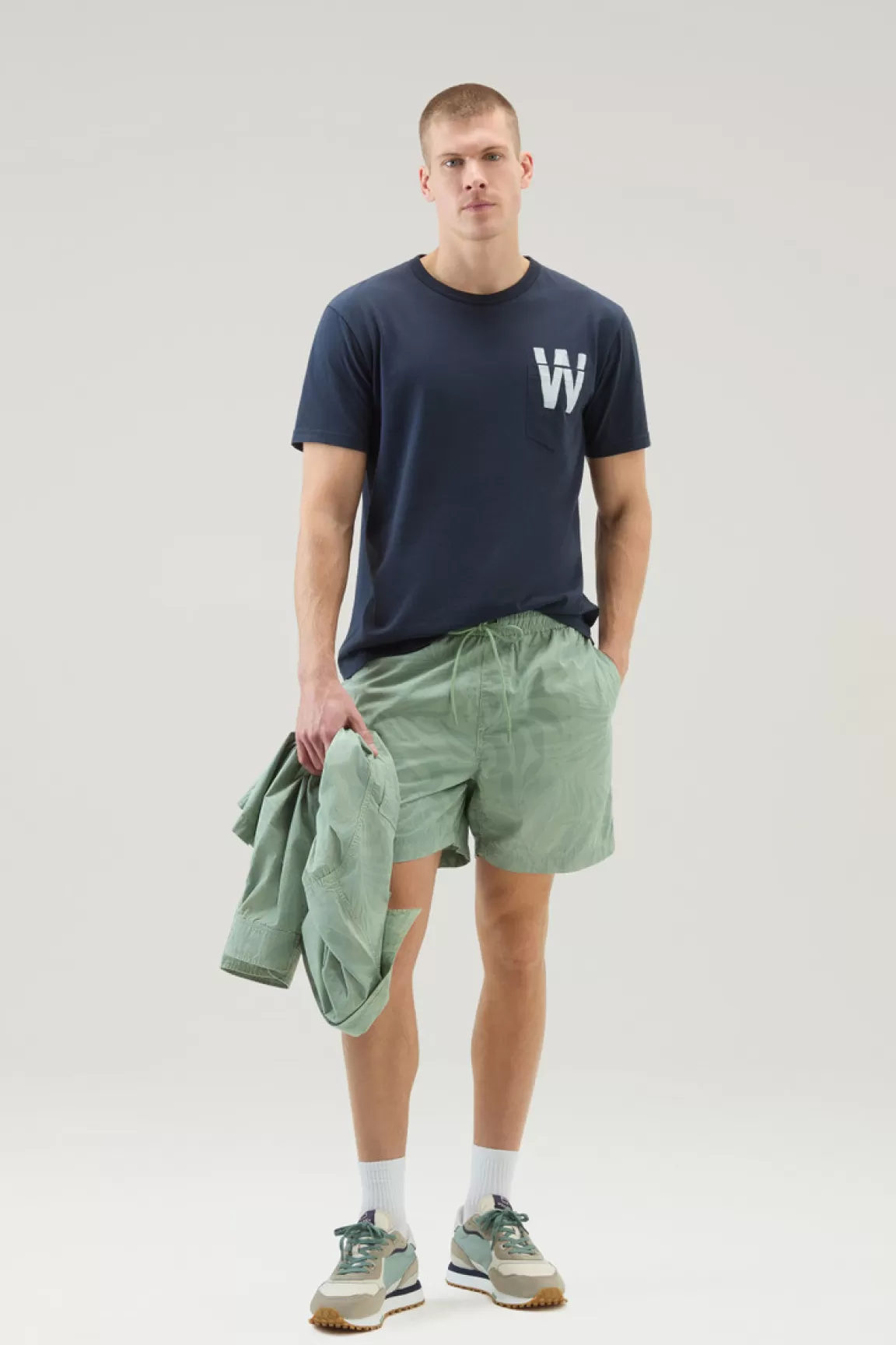 Woolrich Zuiver Katoenen T-shirt Met Zak Melton Blue Best Sale