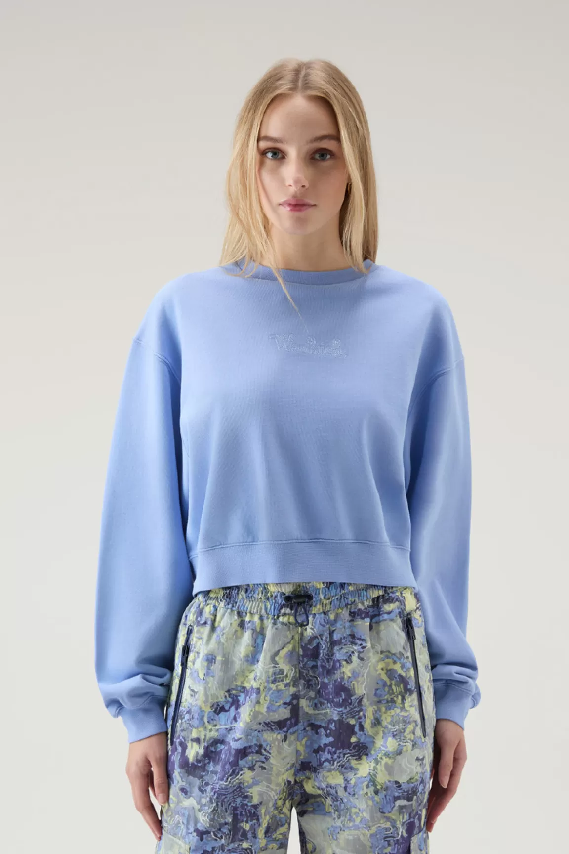 Woolrich Zuivere Katoenen Sweater Met Ronde Hals En Geborduurd Logo Sea Breeze Discount