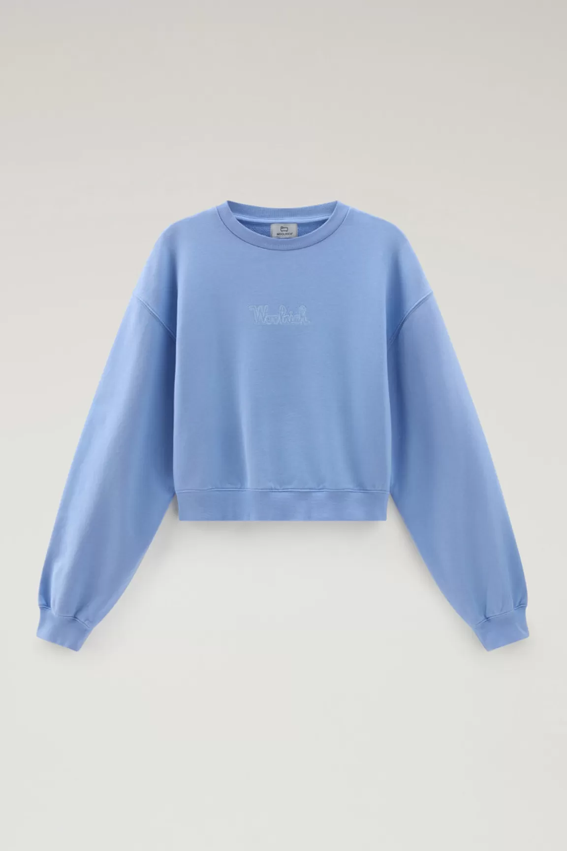 Woolrich Zuivere Katoenen Sweater Met Ronde Hals En Geborduurd Logo Sea Breeze Discount