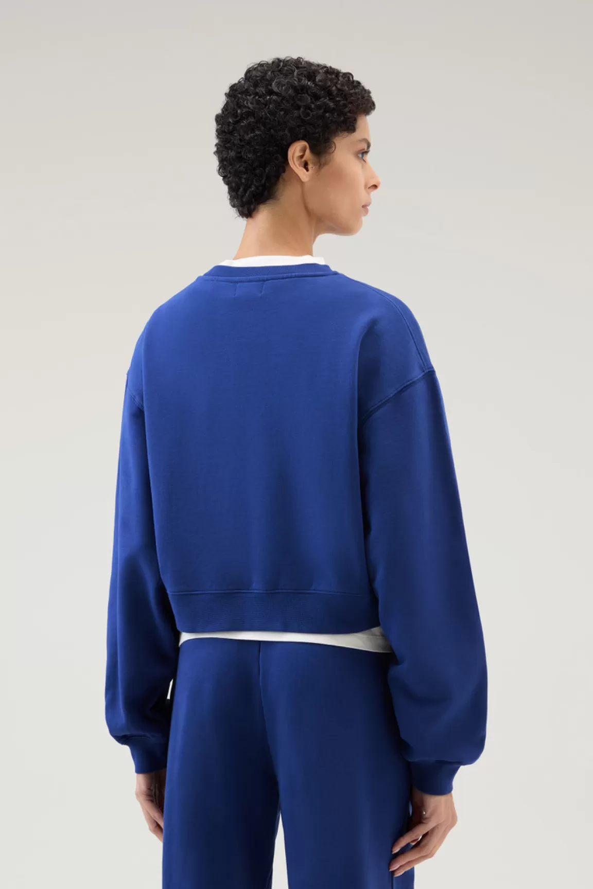 Woolrich Zuivere Katoenen Sweater Met Ronde Hals En Geborduurd Logo Twilight Blue Discount