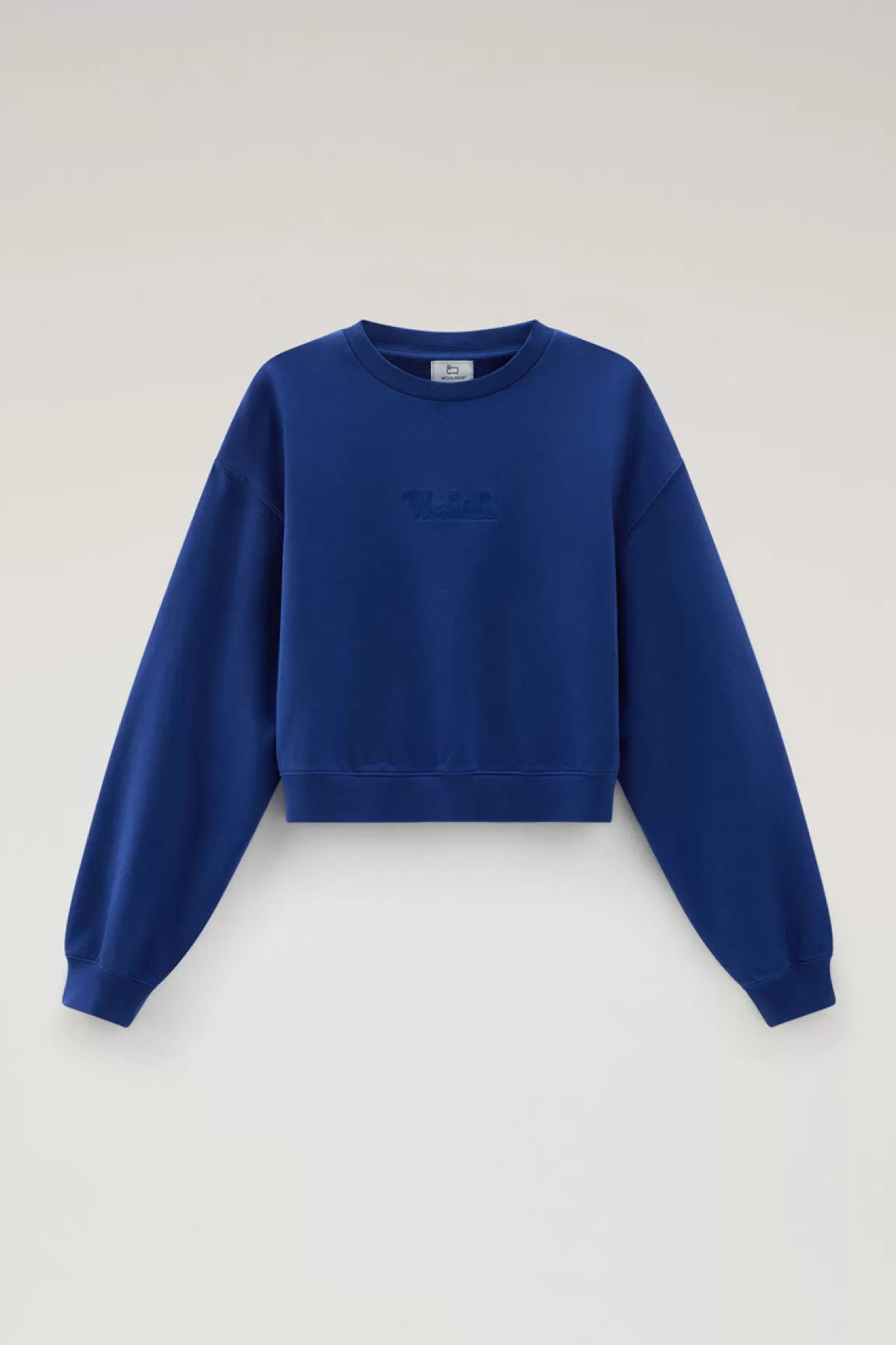 Woolrich Zuivere Katoenen Sweater Met Ronde Hals En Geborduurd Logo Twilight Blue Discount