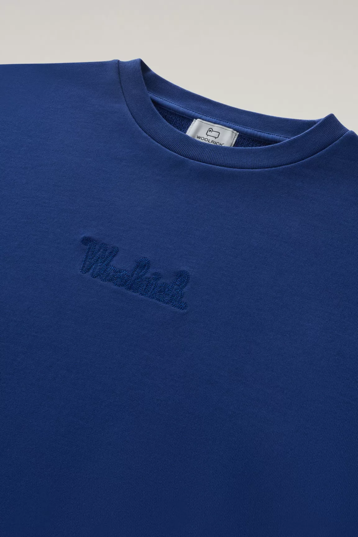 Woolrich Zuivere Katoenen Sweater Met Ronde Hals En Geborduurd Logo Twilight Blue Discount